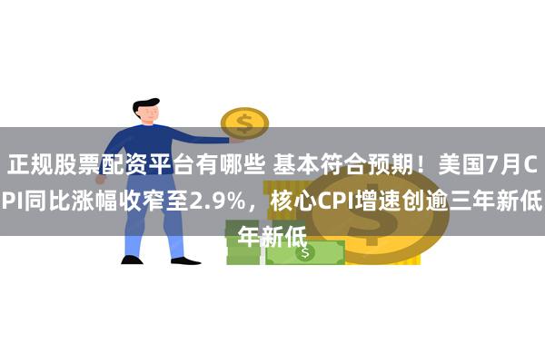 正规股票配资平台有哪些 基本符合预期！美国7月CPI同比涨幅收窄至2.9%，核心CPI增速创逾三年新低